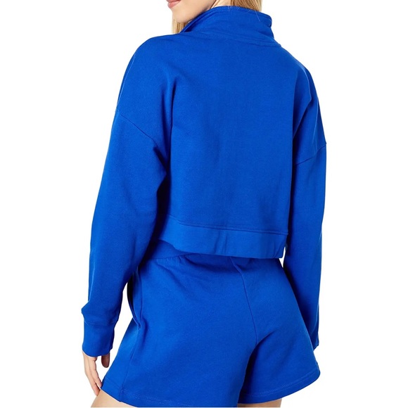 Weworewhat blue cropped half zip sweatshirt - Picture 3 of 7